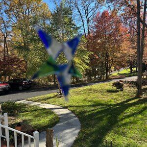 #692 5 POINT STAR ORNAMENT / WINDOW SUNCATCHER  BLUE GREEN